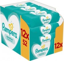PAMPERS - Promo  Συσκευασία Μήνα Sensitive Wipes Μωρομάντηλα Ιδανικά για την Ευαίσθητη Επιδερμίδα 12x52 Τεμάχια