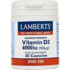 LAMBERTS - Vitamin D3 4000iu, Πρόληψη Της Οστεοπόρωσης & Σωστή Ανάπτυξη και Υγεία Του Συστήματος 30 Κάψουλες