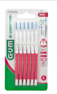 GUM - Bi-Direction Micro Fine 1,2mm Μεσοδόντια Βουρτσάκια Με Πώμα 6τμχ