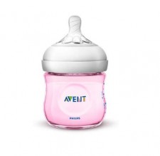 AVENT -  Natural Πλαστικό Μπιμπερό Ροζ 0+m 125ml