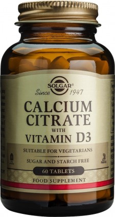 SOLGAR - Calcium Citrate with Vitamin D3 Συμπλήρωμα Διατροφής Ασβεστίου με Βιταμίνη D3 60 Ταμπλέτες