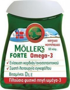 MOLLERS - Forte Omega 3 Ιχθυέλαιο + Μουρουνέλαιο D3 60 Κάψουλες