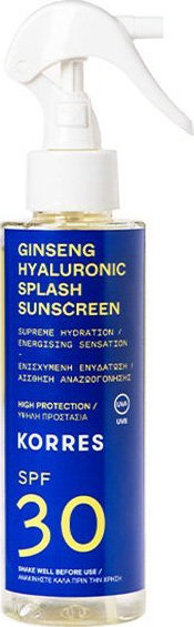 KORRES - Ginseng - Υαλουρονικό Αντηλιακό Splash SPF30 Για Πρόσωπο Σώμα 150ml