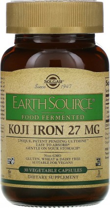 SOLGAR - Koji Iron 27mg Συμπλήρωμα Διατροφής με Σίδηρο για Ενίσχυση του Ανοσοποιητικού & Μείωση της Κόπωσης, 30veg.caps