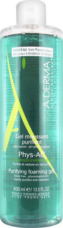 A-DERMA - Phys-Ac Moussant Purifiant Gel Καθαρισμού για Δέρμα με Τάση Ακμής 400ml
