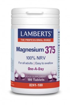 LAMBERTS - Magnesium 375 Συμπλήρωμα Διατροφής 180 Tabs. Παρέχει 100% της Συνιστώμενης Ημερήσιας Πρόσληψης Μαγνησίου σε μια ταμπλέτα.