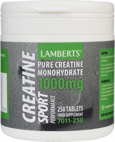 LAMBERTS - Συμπλήρωμα Διατροφής με Καθαρή Μονοϋδρική Κρεατίνη για Μεγάλο Εύρος Ειδών Σωματικής Άσκησης 1000mg 250tabs