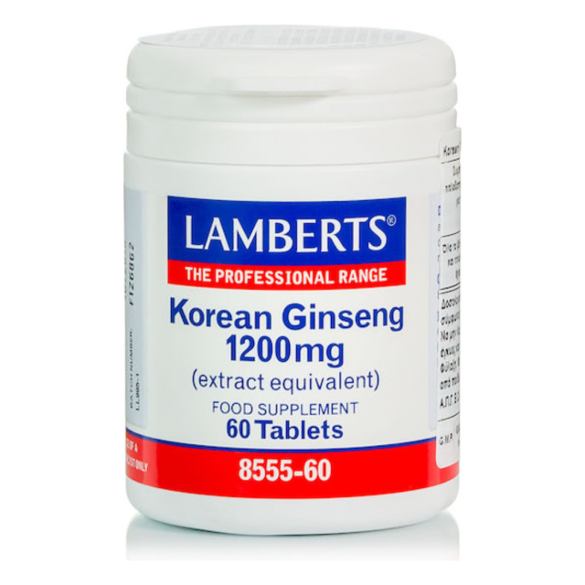LAMBERTS -  Korean Ginseng 1200mg - Συμπλήρωμα Διατροφής με Κορεάτικο Τζίνσενγκ για την Υγεία και την Ευεξία., 60tabs
