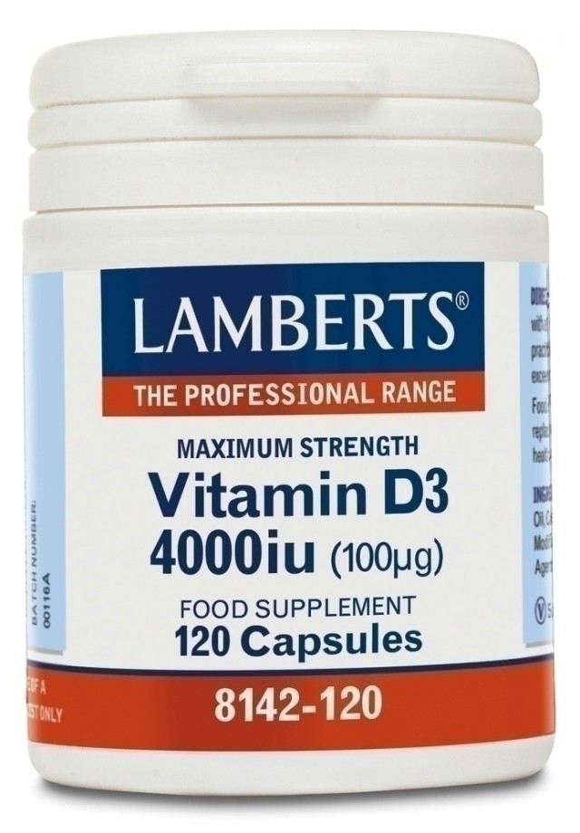 LAMBERTS - Vitamin D3 4000iu, Υγεία Οστών, Δοντιών, Ανοσοποιητικού (100μg) 120caps
