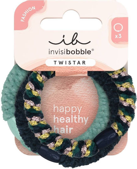 INVISIBOBBLE - Twistar The Elegant Woven Hair Tie - Βελούδινα Λαστιχάκια Μαλλιών Blue Balance 3τμχ