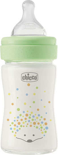 CHICCO - Perfect Easy Γυάλινο Μπιμπερό Κατά των Κολικών με Θηλή Σιλικόνης για 0+ μηνών Σκαντζοχοιράκι 150ml
