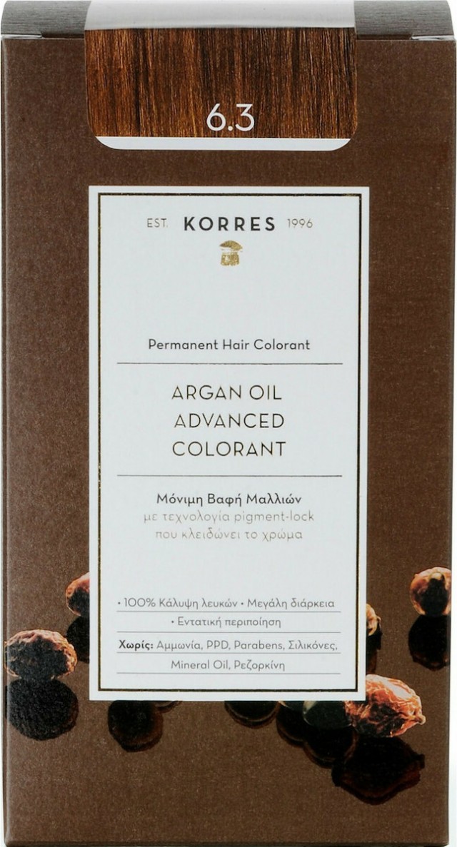 KORRES - Argan Oil Advanced Colorant Βαφή Μαλλιών 6.3 Ξανθό Σκούρο Μελί 50ml