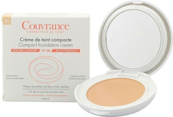 AVENE - Couvrance Compact Foundation SPF30 Make Up 1.0 Porcelaine σε Μορφή Κρέμας Για Ξηρό - Πολύ Ξηρό Δέρμα 10gr