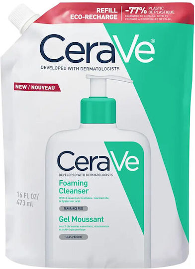 CERAVE - Foaming Cleanser Gel Refill - Gel Καθαρισμού για Κανονικές έως Λιπαρές Επιδερμίδες 473ml