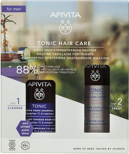 APIVITA - Promo Tonic Hair Care for Men - Tonic Hair Loss Lotion Τονωτική Λοσιόν κατά της Τριχόπτωσης 150ml + Δώρο Mens Tonic Shampoo 250ml