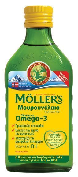 MOLLERS - Cod Liver Oil Natural Μουρουνέλαιο με Κλασσική Γεύση 250ml