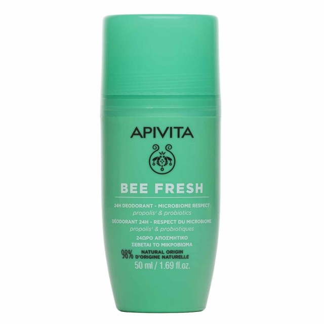 APIVITA - Bee Fresh 24H Deodorant Microbiome Respect Αποσμητικό Roll On 24ωρης Προστασίας με Πρόπολη & Προβιοτικά, 50ml