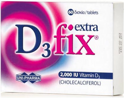 UNI-PHARMA - D3 Fix Extra 2000iu,Βιταμίνη D3 για την Διατήρηση της Υγείας των Οστών & των Δοντιών 60 tabs
