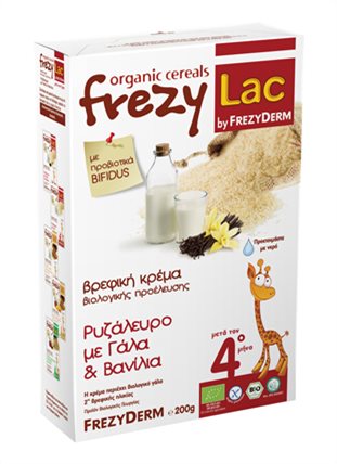 FREZYLAC -  Βιολογική Βρεφική Κρέμα Ρυζάλευρο Βανίλια με Γάλα 200gr