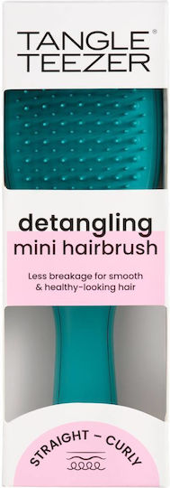 TANGLE TEEZER - The Mini Ultimate Detangler Straight - Curly Μικρή Βούρτσα Μαλλιών για Ξεμπέρδεμα για Ίσια- Σγουρά Μαλλιά Τιρκουάζ 1τμχ