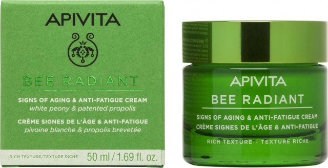 APIVITA - Bee Radiant Κρέμα Λευκή Παιώνια & Πατενταρισμένη Πρόπολη Πλούσιας Υφής Για Σημάδια Γήρανσης 50ml