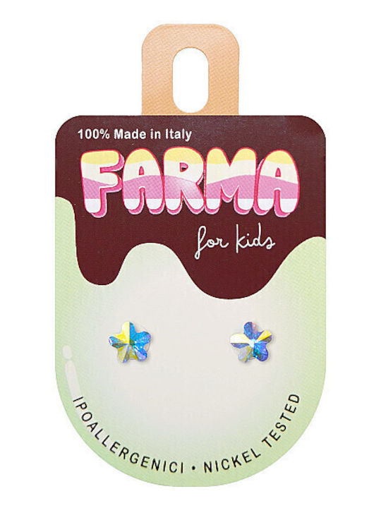 FARMA BIJOUX - Υποαλλεργικά Σκουλαρίκια for Kids Λουλούδι Ιριδίζον Κρύσταλλο 6mm (BE 210C20) 1 Ζευγάρι