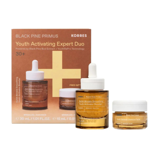 KORRES - Promo Black Pine Primus Youth Activating Night Expert Duo Ορός Ενεργοποίησης Νεότητας 30ml & Black Pine Primus Κρέμα Νύχτας 15ml
