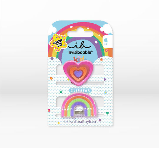 INVISIBOBBLE - Clipstar Glow Kids Happy Heart - Μικρό Κλάμερ Μαλλιών 2τμχ