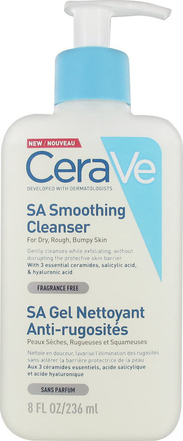 CERAVE - SA Smoothing Cleanser Τζελ Καθαρισμού & Απολέπισης της Ξηρής Επιδερμίδας Προσώπου & Σώματος 236ml