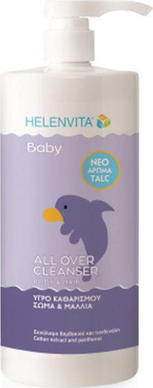 HELENVITA - Baby All Over Cleanser Perfume Talc Απαλό Σαμπουάν - Αφρόλουτρο Για Σώμα - Μαλλιά Με Ντισπένσερ 1000ml