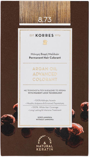 KORRES - Argan Oil Advanced Colorant Βαφή Μαλλιών 8.73 Χρυσή Καραμέλα 50ml