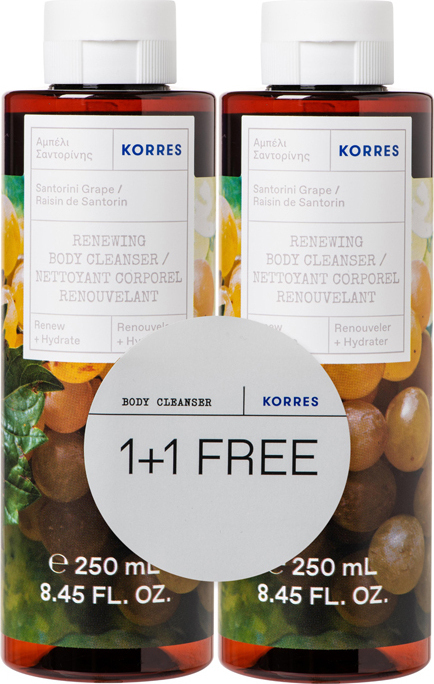 KORRES - Promo Santorini Grape Body Cleanser 1+1 Δώρο Αφρόλουτρο Αμπέλι Σαντορίνης 2x250ml