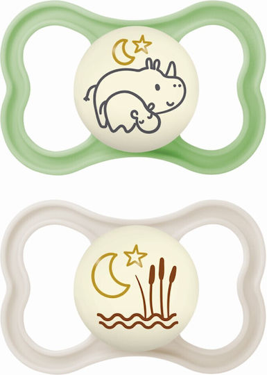 MAM - Ορθοδοντικές Πιπίλες Σιλικόνης Air Night για 16+ μηνών Πράσινο -Μπεζ 2τμχ