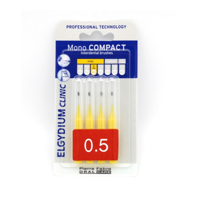 ELGYDIUM - Clinic Mono Compact Yellow 0.5mm Μεσοδόντια Βουρτσάκια 0.5mm σε χρώμα Κίτρινο 4τμχ