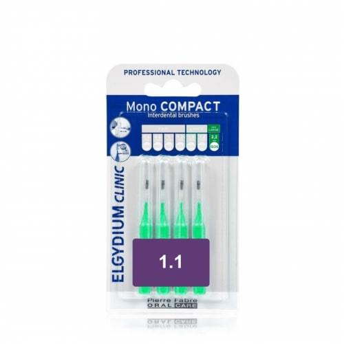 ELGYDIUM - Clinic Mono Compact Green 1.1mm Μεσοδόντια Βουρτσάκια 1.1mm σε χρώμα Πράσινο 4τμχ