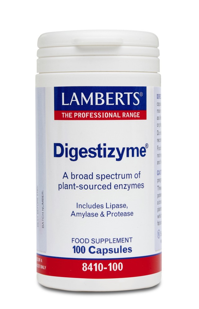 LAMBERTS - Digestizyme, Φυτικά Ένζυμα για την Υγεία Γαστρεντερικού Συστήματος, 100caps