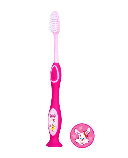 CHICCO - Milk Teeth Toothbrush 3-6 Years Παιδική Οδοντόβουρτσα Ιδανική για τα Πρώτα Δόντια 1 Τεμάχιο - ροζ