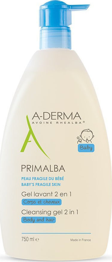 ADERMA - Primalba 2 in 1 Gentle Cleansing Gel - Βρεφικό Τζελ Καθαρισμού, Μαλλιά & Σώμα 750ml