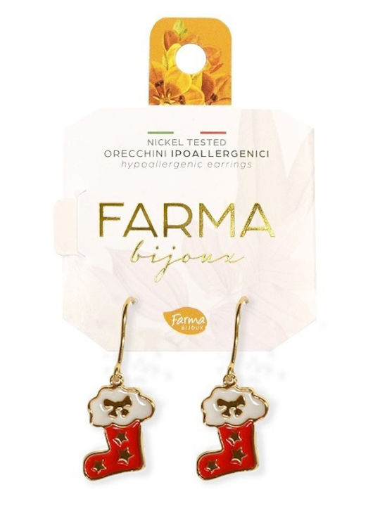 FARMA BIJOUX - Υποαλλεργικά Σκουλαρίκια Κρεμαστές Χριστουγεννιάτικες Κάλτσες 25mm (BEXM-09) 1 Ζευγάρι