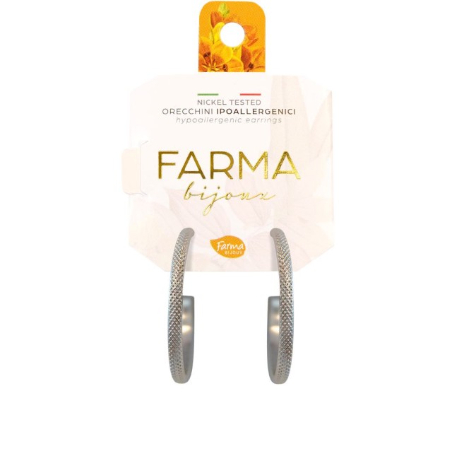 FARMA BIJOUX - Υποαλλεργικά Σκουλαρίκια Κρίκοι Ασημί Ανάγλυφοι 40,0mm (BEC578-40M) 1 Ζευγάρι