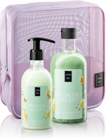 LAVISH CARE - Promo Body Care Set Pistachio Gelato Shower Gel 500ml & Body Lotion 300ml & Νεσεσέρ