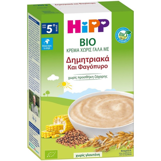 HIPP - Bio Κρέμα Χωρίς Γάλα με Δημητριακά & Φαγόπυρο από τον 5ο Μήνα 200g