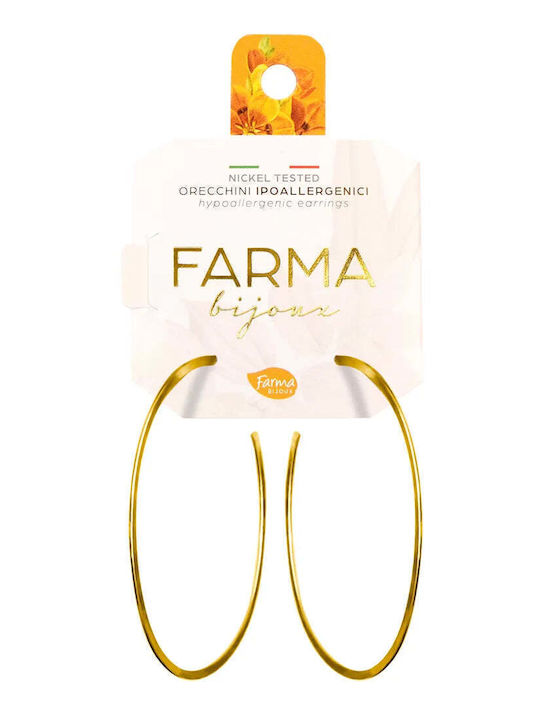 FARMA BIJOUX - Υποαλλεργικά Σκουλαρίκια Κρίκοι Χρυσοί Πλακέ 60mm 1 Ζευγάρι
