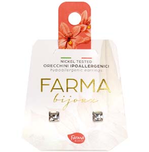 FARMA BIJOUX - Υποαλλεργικά Σκουλαρίκια Κρύσταλλα Τετράγωνα 4mm (BE15C01)  1 Ζευγάρι