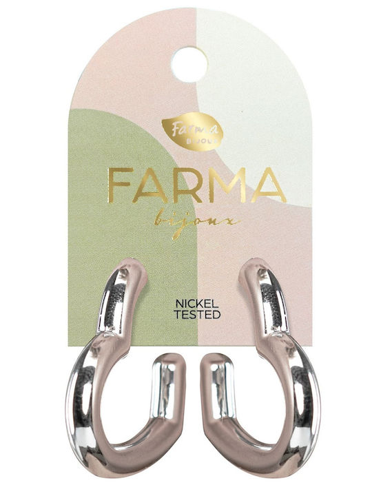 FARMA BIJOUX - Υποαλλεργικά Σκουλαρίκια Heart Hoops Ασημένιες Καρδιές (WOW7) 28x30mm 1 Ζευγάρι
