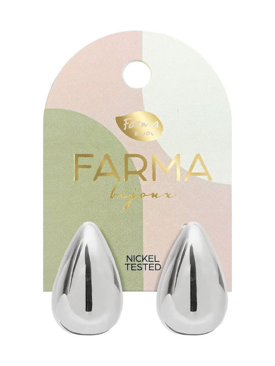 FARMA BIJOUX - Υποαλλεργικά Σκουλαρίκια Ασημί Μικρές Σταγόνες 22mm (BEWOW09) 1 Ζευγάρι