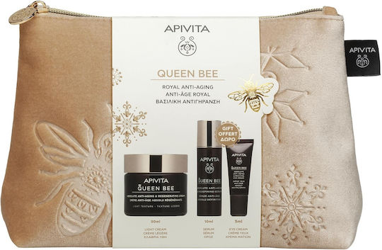 APIVITA - Promo Queen Bee Royal Anti-Aging Queen Bee Κρέμα Ελαφριάς Υφής 50ml & Queen Bee Serum Αντιγήρανσης 10ml & Queen Bee Κρέμα Ματιών Αντιγήρανσης 5ml