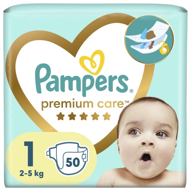 PAMPERS - Premium Care Νo 1 (2-5kg) Βρεφικές Πάνες, 50τμχ
