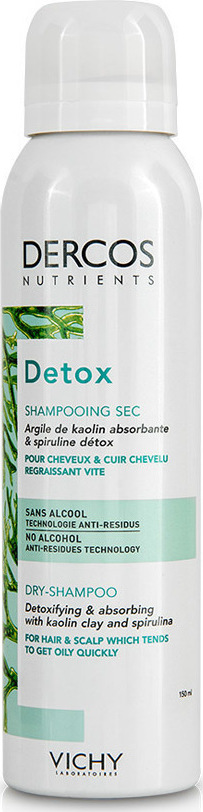 VICHY - Dercos Nutrients Detox Εξισσοροπιστικό Ξηρό Σαμπουάν Για Λιπαρά Μαλλιά 150ml