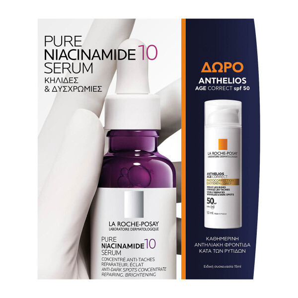 LA ROCHE POSAY - Promo Set Pure Niacinamide 10 Serum 30ml + Δώρο Anthelios Age Correct SPF50 Αντηλιακό Κατά των Ρυτίδων 15ml